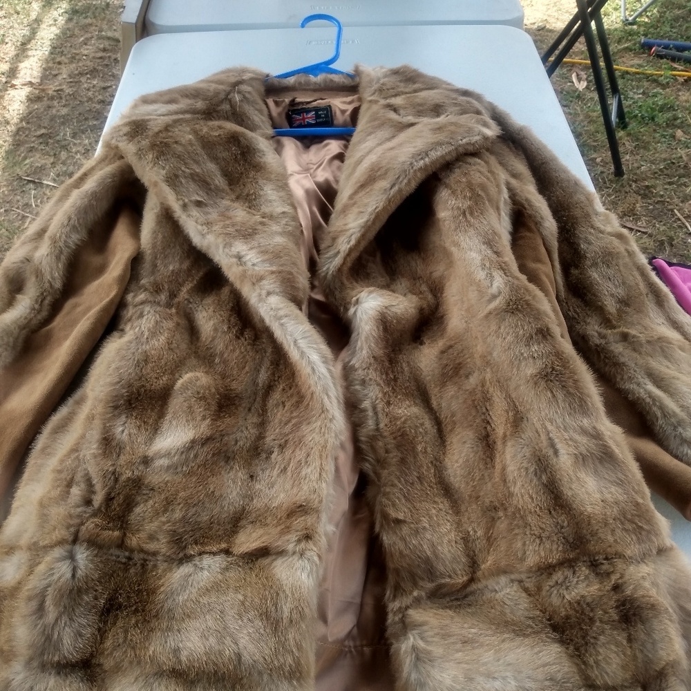 EUC - Genuine Leather Suede & Faux Fur Jacket